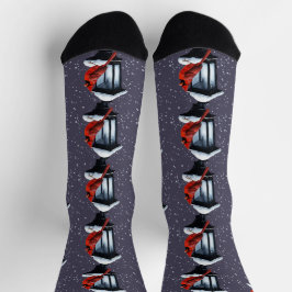 Winterlandschaft mit Kardinal Bird Urlaub Weihnach Socken