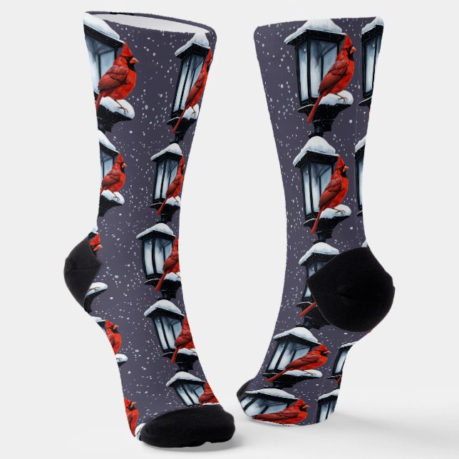 Winterlandschaft mit Kardinal Bird Urlaub Weihnach Socken (Gewinkelt)