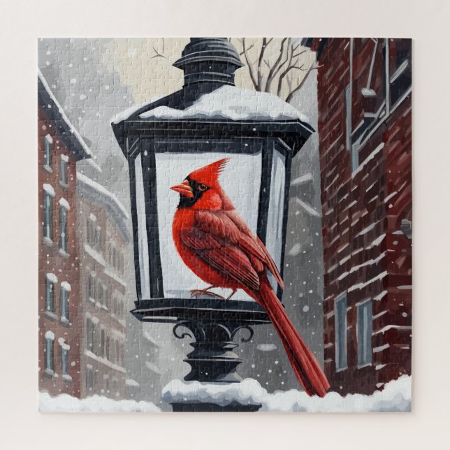 Winterlandschaft mit Kardinalvogel (Vertikal)