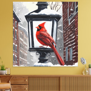 Winterlandschaft mit Kardinalvogel Leinwanddruck