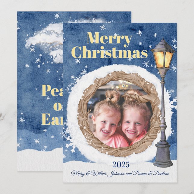 Winterlandschaft mit Lamppost Feiertagskarte (Vorne/Hinten)