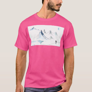 Winterlandschaft mit langen Bergen T-Shirt