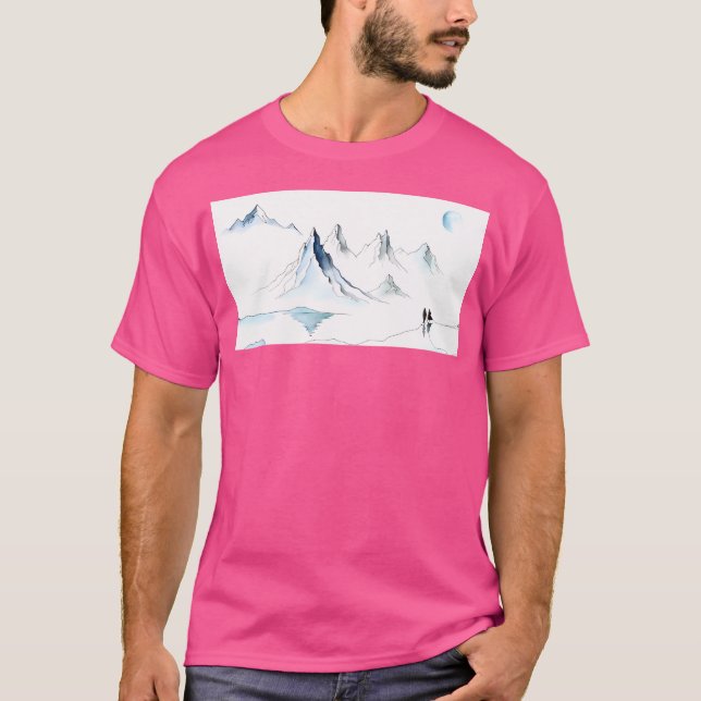 Winterlandschaft mit langen Bergen T-Shirt (Vorderseite)