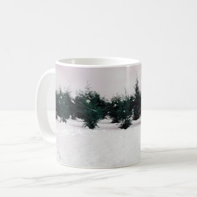 Winterlandschaft mit Lärchen im Schnee Kaffeetasse (Vorderseite Links)