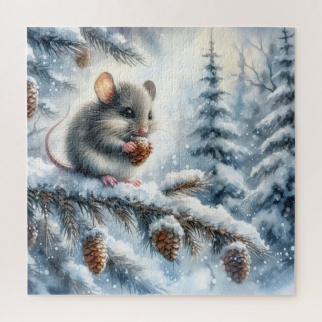 Winterlandschaft mit Maus (Vertikal)