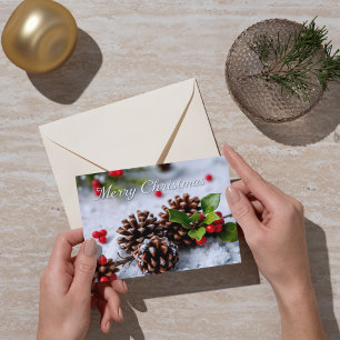 Winterlandschaft mit Pine Cones Frohe Weihnachten Karte