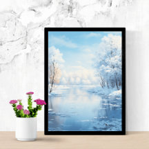 Winterlandschaft mit ruhig gefrorenem See