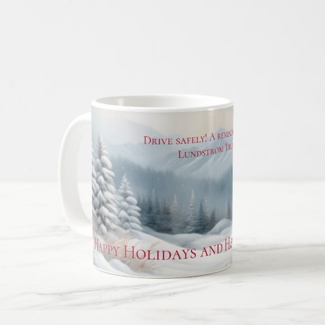 Winterlandschaft mit Schnee Becher Kaffeetasse (Vorderseite Links)