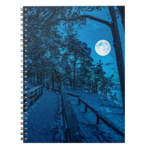 Winterlandschaft mit schneebedecktem Pinienwald Notizblock