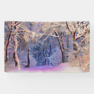 Winterlandschaft mit schneebedeckten Bäumen Aquare Banner