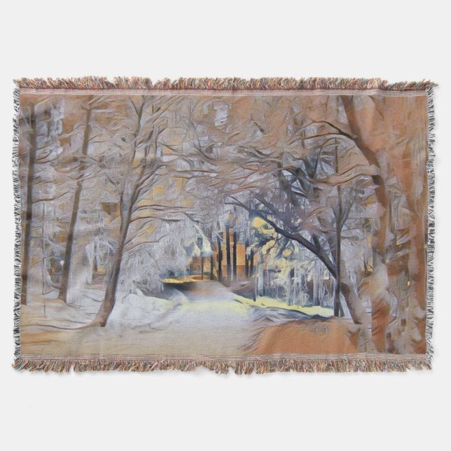 Winterlandschaft mit schneebedeckten Bäumen Aquare Decke (Vorderseite)