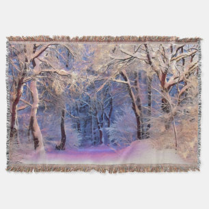 Winterlandschaft mit schneebedeckten Bäumen Aquare Decke