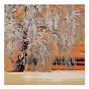 Winterlandschaft mit schneebedeckten Bäumen Aquare Poster
