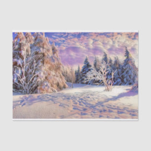Winterlandschaft mit schneebedeckten Bäumen Aquare Seidenpapier