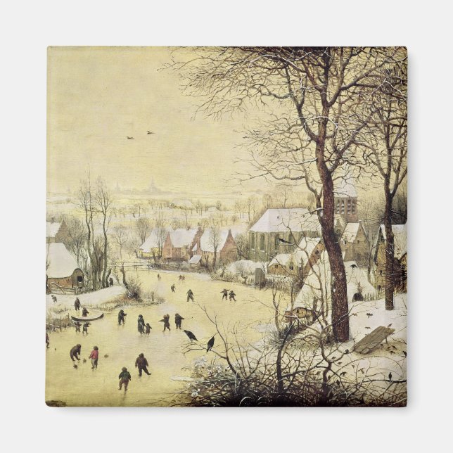Winterlandschaft mit Skatern Magnet (Vorne)