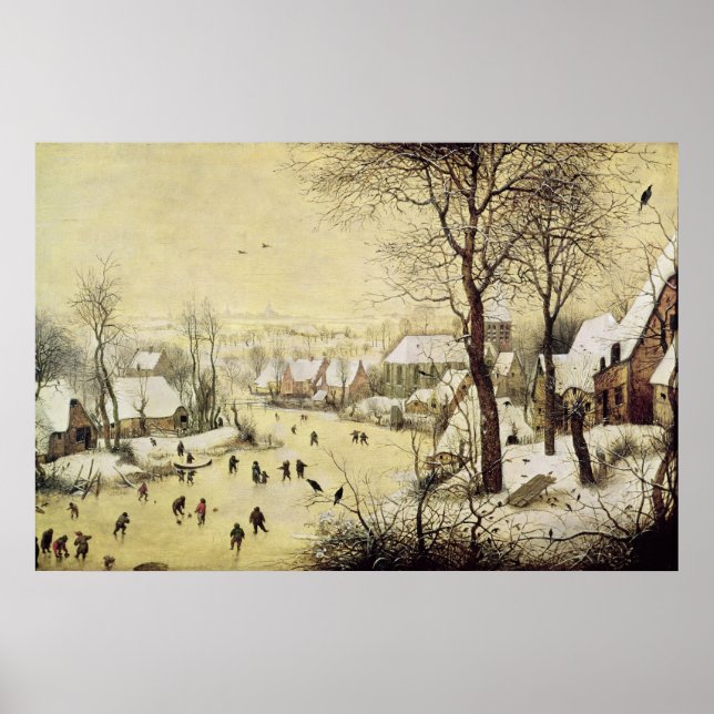 Winterlandschaft mit Skatern Poster (Vorne)