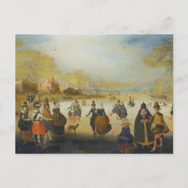 Winterlandschaft mit Skatern Postkarte (Vorderseite)