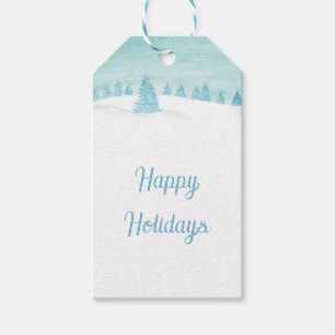 Winterlandschaft mit spruce Bäume glückliche Ferie Geschenkanhänger