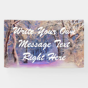 Winterlandschaft mit verschneiten Bäumen Aquarell  Banner