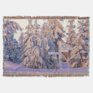 Winterlandschaft mit verschneiten Bäumen Aquarell  Decke