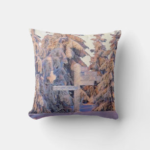 Winterlandschaft mit verschneiten Bäumen Aquarell  Kissen