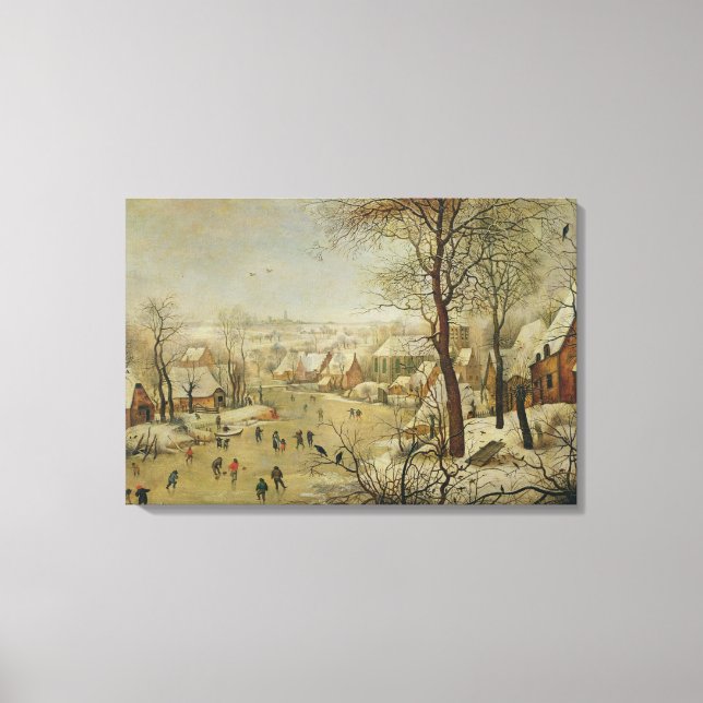 Winterlandschaft mit Vogelfalle (Öl auf Tafel) Leinwanddruck (Vorderseite)