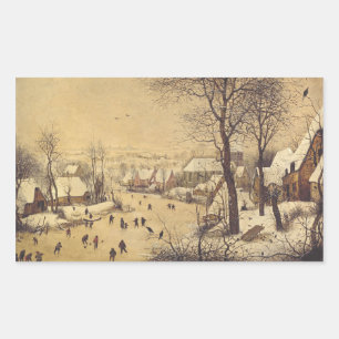Winterlandschaft mit Vogelfalle von Pieter Brueghe Rechteckiger Aufkleber