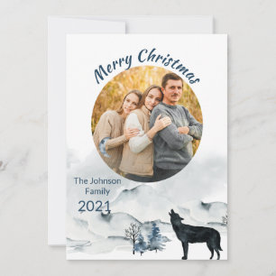 Winterlandschaft mit Wolf Weihnachtsfamilien Foto