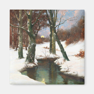 Winterlandschaft mit zunehmendem Mond Magnet