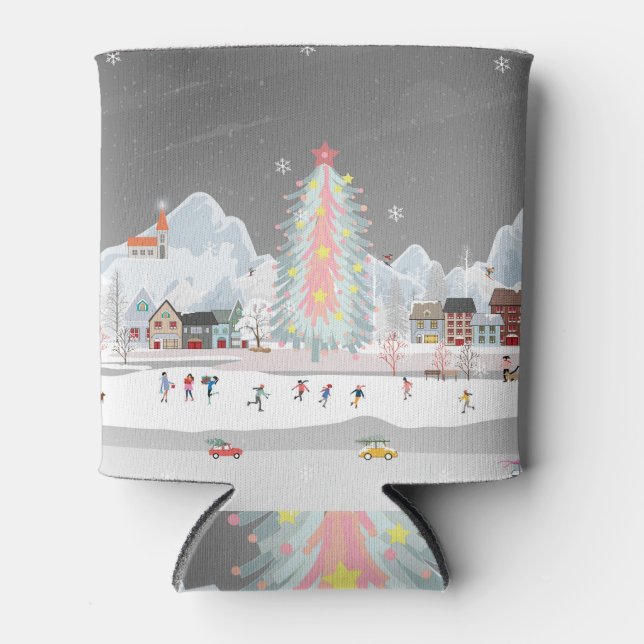 Winterlandschaft: Nachtdorf-Feiern. Dosenkühler (Vorderseite)