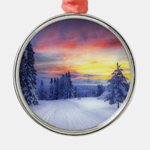 Winterlandschaft Ornament Aus Metall