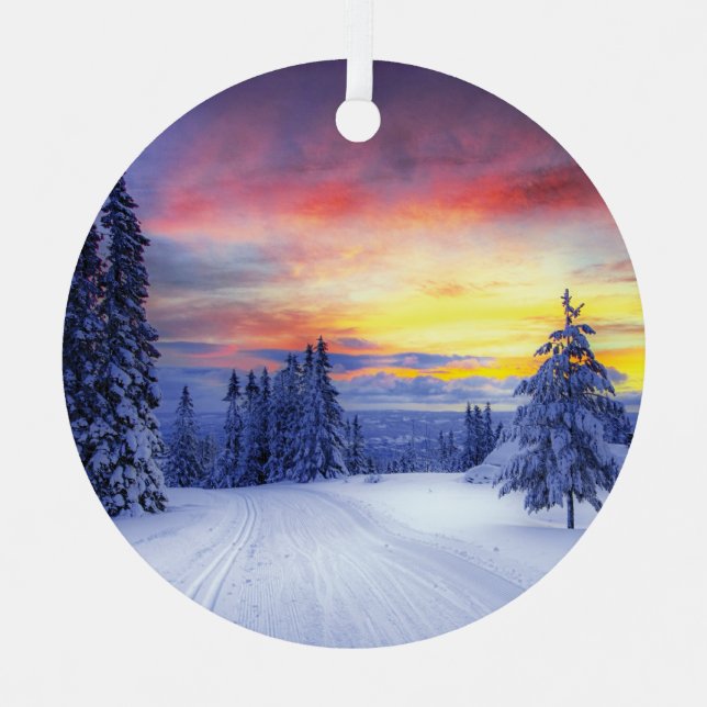 Winterlandschaft Ornament Aus Metall (Vorderseite)