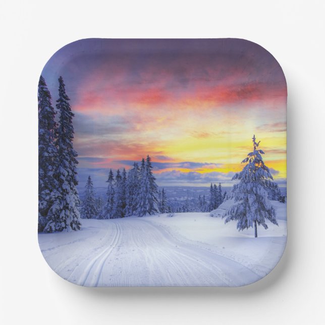 Winterlandschaft Pappteller (Vorderseite)