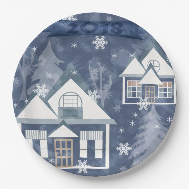 Winterlandschaft Pappteller (Vorderseite)