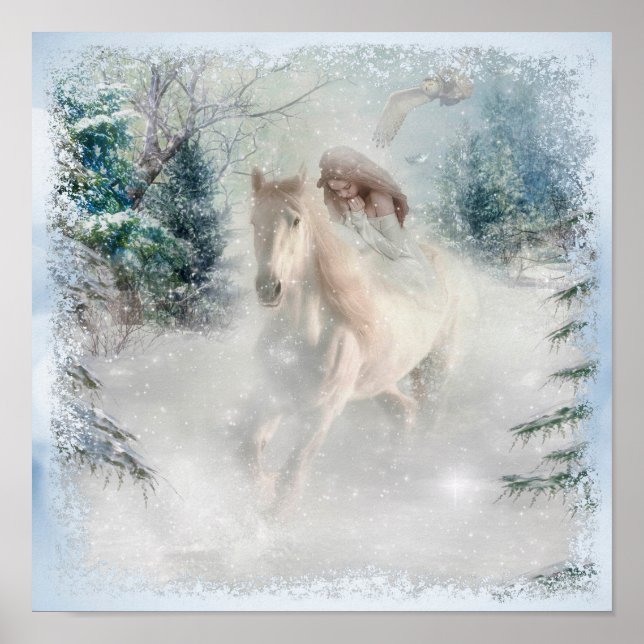 Winterlandschaft & Pferd Poster (Vorne)