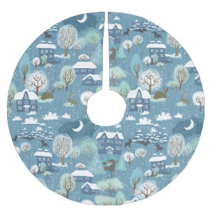 Winterlandschaft Polyester Weihnachtsbaumdecke