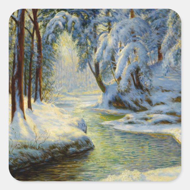 Winterlandschaft, Quadratischer Aufkleber (Vorderseite)