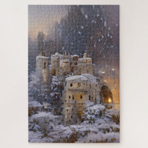Winterlandschaft, Schloss im Schnee, Retro-Schloss