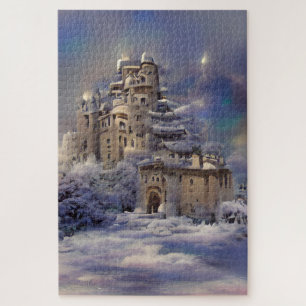 Winterlandschaft, Schloss im Schnee, Retro-Schloss