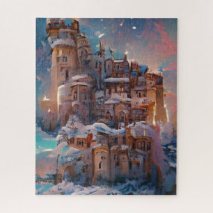 Winterlandschaft, Schloss im Schnee, Retro-Schloss