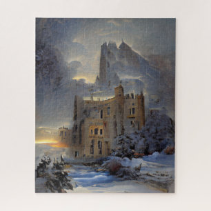 Winterlandschaft, Schloss im Schnee, Retro-Schloss