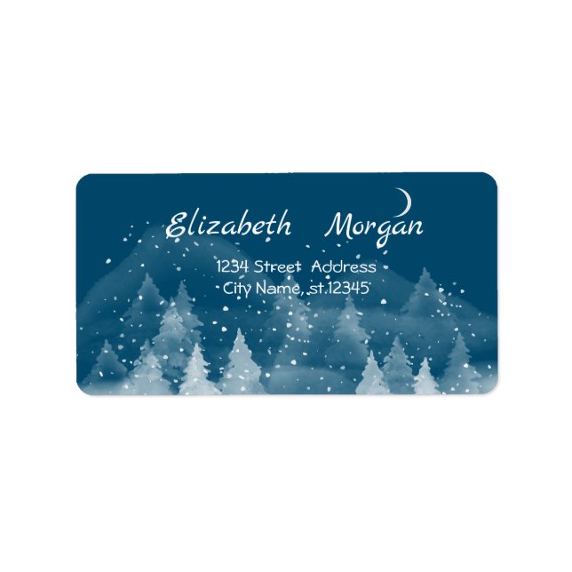 Winterlandschaft Schnee Adressaufkleber (Vorne)