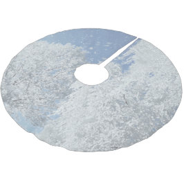 Winterlandschaft Schnee Eis Baum Schneeflocken Polyester Weihnachtsbaumdecke