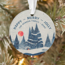 Winterlandschaft Schnee Wald Mond Familie