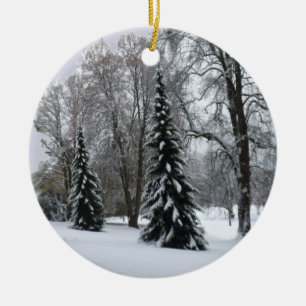 Winterlandschaft Schneebäume Dekorationen Keramik Ornament