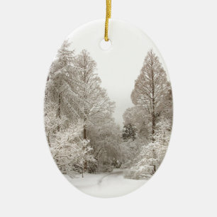 Winterlandschaft Schneebäume Dekorationen Keramik Ornament