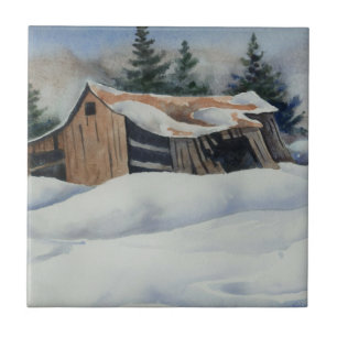 Winterlandschaft schneebedeckte Scheune Tile Fliese