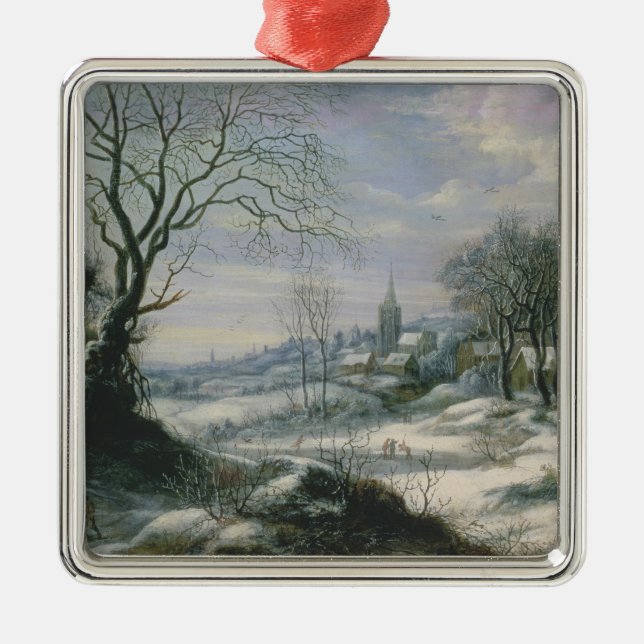 Winterlandschaft Silbernes Ornament (Vorne)