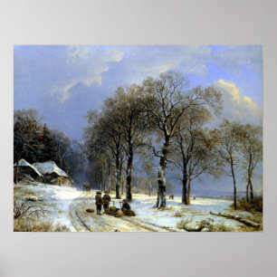 Winterlandschaft Sleigh - Koekkoek Poster