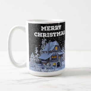 Winterlandschaft Snowy House Frohe Weihnachtsfeier Kaffeetasse